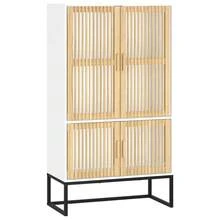 vidaXL Buffet haut blanc 70x35x125 cm bois d'ingénierie - Blanc - Voir 2