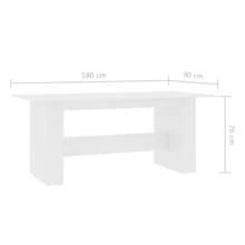 vidaXL Table à manger Blanc 180x90x76 cm Bois d'ingénierie - Blanc - Voir 7