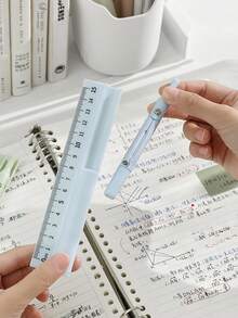 1 Set Multifunctional Compass Ruler Pencil, 3-In-1 Student Stationery Geometry Drawing Tool, Practical High-Quality Math Compass Ruler Pencil Set For School & Office, Back To School - Multicolor - View 4