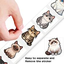 500PCS Pixel Style Cats Sealing Stickers Creative Cat Cartoon Roll Decal DIY Luggage Phone Guitar Scraphbook Birthday Party Gift - Multicolor - View 5