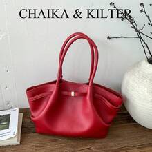 Túi đeo vai CHAIKA & KILTER 1 chiếc bằng da PU màu trơn, túi xách nữ phong cách vintage thường ngày dung tích lớn với thiết kế xếp ly, dây đeo thắt lưng có thể điều chỉnh, hai quai xách, khóa nam châm, thích hợp cho du lịch, mua sắm, hẹn hò, làm quà tặng cho phụ nữ, phù hợp cho thanh thiếu niên, sinh viên đại học, người mới bắt đầu và các quý cô công sở, tuyệt vời cho văn phòng, trường học, công việc, kinh doanh, đi làm, hoạt động ngoài trời, du lịch, dã ngoại. - Đỏ - Xem 10