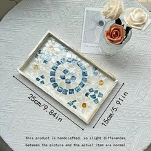 1 Stück INS Stil Dekoschale mit Muscheleinlage, bunte Patchwork Quadrate, handgefertigt. Geeignet zur Dekoration von Wohnzimmer Couchtisch, Esstisch und für den täglichen Gebrauch. Kann auch als Geschenk oder Partytischdekoration verwendet werden.