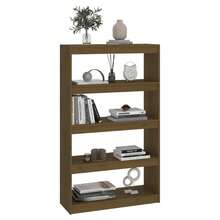 vidaXL Biblioteca/separador de piezas marrón miel 80x30x135,5 cm Pin - Marrón - Ver 4