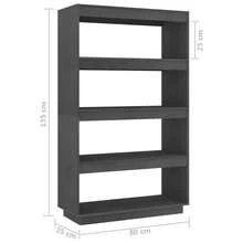 vidaXL Bibliothèque/Séparateur de pièce Gris 80x35x135 cm Pin massif - Gris - Voir 8