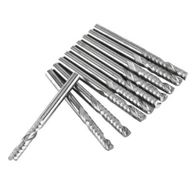 10 Unids 1/8" Vástago de Flauta Simple Brocas de Fresado de Extremo CNC PVC MDF Herramienta de Corte 3.175mm Diámetro 22mm Longitud del Borde de Corte,39508636