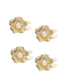 1/2/4个装 25毫米水钻花朵金属纽扣套，女士水晶纽扣套，可拆卸夹式纽扣套，水晶装饰纽扣，带钳子按扣，适用于连衣裙、西装、礼服、衬衫等配饰，铅灰色 - 彩色 - 查看 10