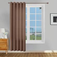 1pc/2pcs Modern Solid Blackout Curtains With Top Loops, Sheer Voile Curtains For Living Room, Bedroom Curtains Balancing Privacy And Light, Deep Brown Curtains - Dark Brown - View 12