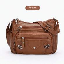 Women's Soft PU Leather Shoulder Bag Ladies Crossbody Purse And Handbags Lightweight Pocketbook High-Capacity Multi-Layer - 棕色 - 查看 4