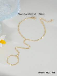 1 chiếc vòng tay dây mảnh tối giản đính đá Cubic Zirconia, trang sức thời trang dành cho nữ, phù hợp cho sử dụng hàng ngày, hẹn hò, dự tiệc và tụ họp. - Vàng - Xem 2