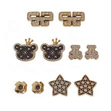 10pcs DIY Shoe Decoration Charms - Shiny Bears, Stars, Geometric Patterns, Non-Metal Lightweight Material, Y2K Fashion Versatile Cute Unisex, Suitable For EVA Beach Shoes, Slippers, Detachable Shoe Decor, Holiday Gift - Multicolor - View 9