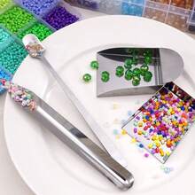 迷你珠子铲，不锈钢珠宝铲工具 - 便携式珠子宝石制作套装，带铲子，适用于DIY串珠、珠宝制作、珠子分类、专业及业余爱好 - 兼容珠子、合成宝石、树脂艺术用品