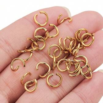 100 piezas de anillos de salto de acero inoxidable chapados en oro de 18K, adecuados para la fabricación de joyas DIY como collares, pulseras y pendientes