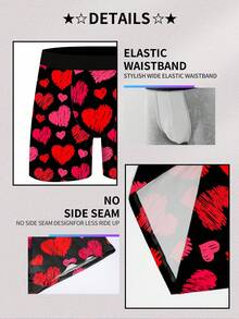 男士平角内裤（1条装） - 活力爱心印花内裤，甜蜜情人节礼物，日常穿着亦可，浪漫爱心印花内裤，爱情主题爱心印花内裤，红色爱心印花浪漫内裤，完美情人节礼物，日常穿着亦可 - 黑色 - 查看 7
