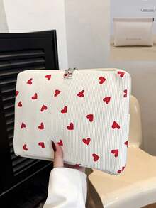 学生笔记本电脑包，适用于 11 英寸/13 英寸/15 英寸笔记本电脑，红色爱心印花，休闲男女通用保护套，小型文件袋，笔记本电脑包，便携式电脑包，11/13/15 英寸便携式台式电脑套，适合女生、青少年、大学生，也适用于平板电脑包，笔记本电脑包，笔记本电脑套，笔记本电脑保护套，电脑包，防水旅行必备品 - 紅色 - 查看 2