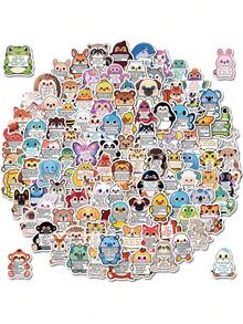 112 piezas Pegatinas de animales de dibujos animados lindos con citas inspiradoras, pegatinas decorativas DIY, pegatinas con frases motivacionales - Multicolor - Ver 8