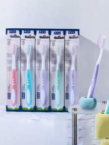 Unisex Manual Dual-Color Sharpening Silk Toothbrush, Single Adult Soft Bristle Toothbrush, Household Daily Use Excellent Toothbrush, Anti-Slip Silicone Toothbrush - Multicolor - View 3