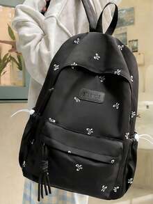 Cute Butterfly Embroidery Backpack, Fashionable Lightweight Backpack For Female Students, Middle School, High School, College, Simple Design, Large Capacity, Nylon Material - Multicolor - View 4