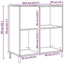 vidaXL Armário à disques chêne artesanal 84,5x38x89 cm feito de engenharia - Castanho - Ver 10