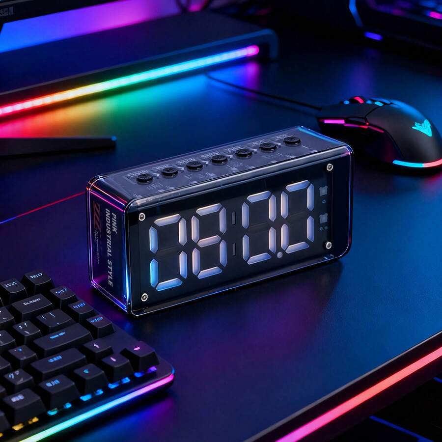 1200mAh Portable Multifunctional Wireless Speaker With Clock Display And Alarm - Black - View 1