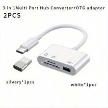 三合一 USB-C 转 Micro SD 卡读卡器适配器，兼容 iPad Pro 及更多 USB-C 设备 - 白色 - 查看 7