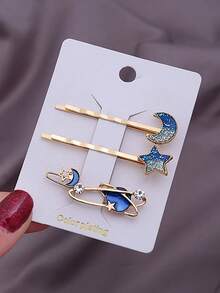 6PCS Girl Hair Accessories Cute Hair Clips, Star/Moon Hairpin, Starry Hairpin, Sweet Girl's Bang Clip, Moon And Star Clip, One-Word Clip, Hair Clip, Girls Hair Accessories, Headwear,Best Gift - Multicolor - View 11