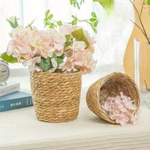 1件/3件套藤编花盆套，带防水内衬，室内种植篮，多肉植物盆架，装饰 - 蒲草款 - 查看 6