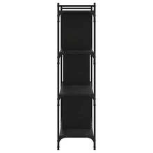 Estante vidaXL com 4 níveis, preta, 76x32x123 cm, em madeira engenheirada. - Preto - Ver 5