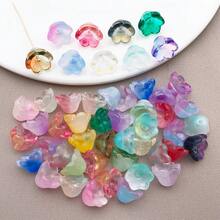 50颗铃兰玻璃珠，8x11毫米，散珠，带有铃兰花苞和钟形花朵，适用于DIY珠宝、发夹和串珠。 - 彩色 - 查看 6