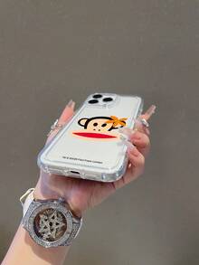 Paul Frank Licensed Transparent Airbag Phone Case, Full Coverage Shockproof Camera Protection, Monkey & Flower Pattern, New Design Compatible With Iphone 13/14/15/16 Pro Max - Multicolor - View 3