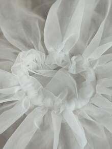 1 Pair Organza Princess Sleeve Cuffs, White Puffy Tulle, Suitable For Bride Wedding, Banquet, Party, Travel Photography Women's Accessories - 白色 - 查看 4