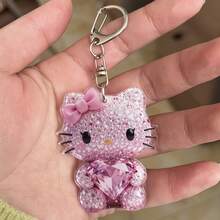 Sanrio 1pc Hello Kitty 2D Flat Keychain | Cute Pink Heart Bow Pendant, Stainless Steel Keyring, High-Quality Metal, Fashion Accessory, Playful Design, Birthday Gift, Suitable For Women, Cars, Backpacks