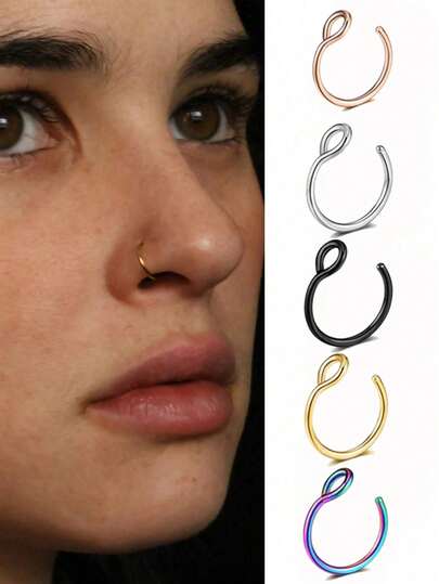 1 pieza/3 piezas Anillo de nariz falso Joyería de piercing falso de 8 mm Conjunto de anillo de nariz falso para labio, septum y nariz Anillo de labio falso Nuevo para mujeres y hombres