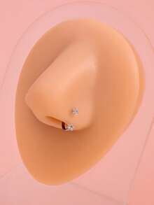 1pc Fashionable Versatile Stainless Steel Horseshoe Nose Ring With White Rhinestone Star Design For Women - Multicolor - View 5