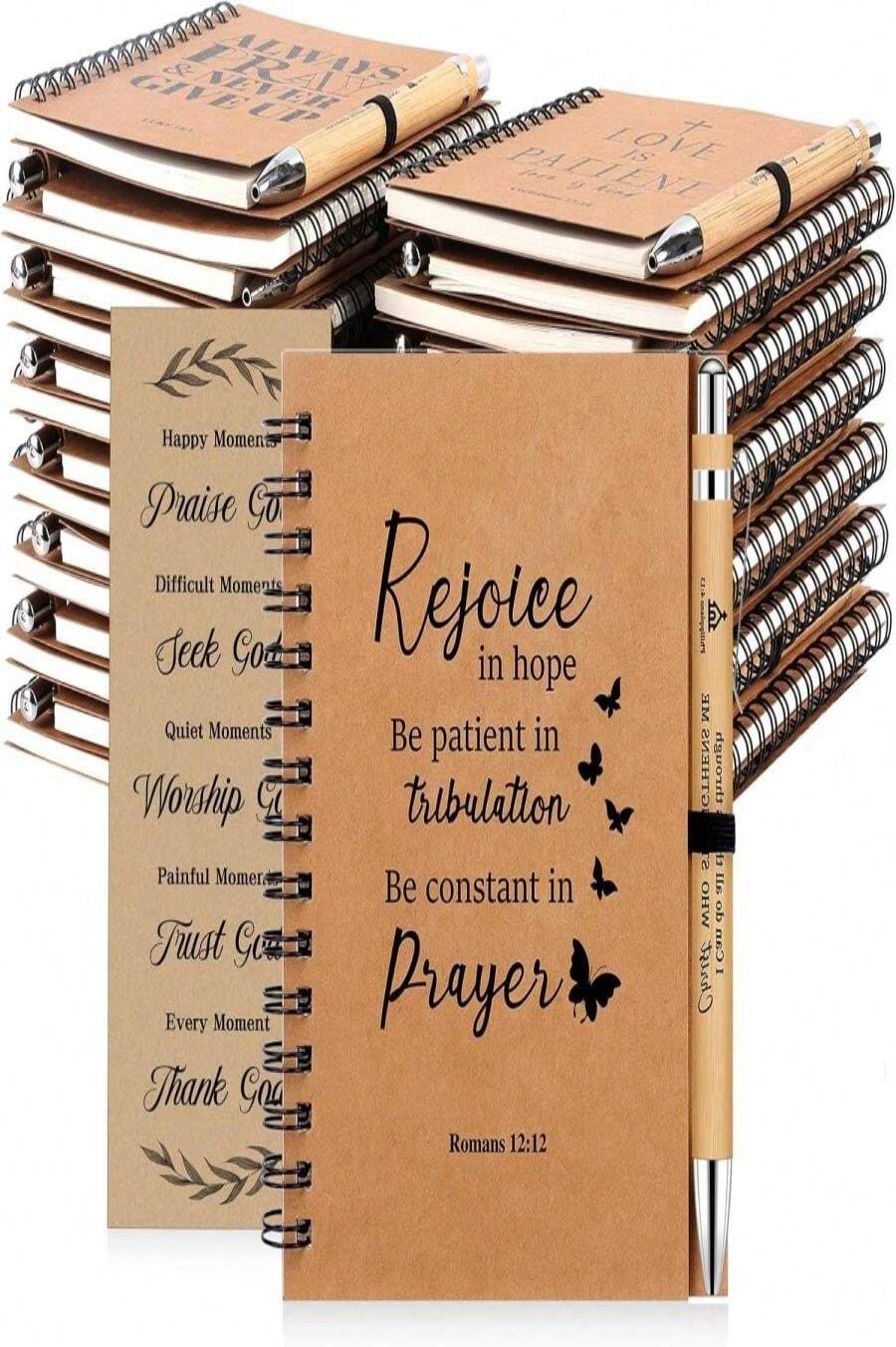 NEOACT Christian Gifts Bulk,30 Pcs\/10 Set Inspirational Spiral Notebook With Bible Ballpoint Pen And Christian Bookmark,Prayer Journal Christmas Gifts For Teachers Staffs Colleagues Pastor Church Members &Amp; Families - ColorA - 查看 1