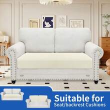 YSTYLE 1 Piece Solid Color Sofa Cover, Modern Stretch Polyester Universal Non-Slip Washable Soft Stain Resistant Sofa Cushion Covers For Living Room - Beige - View 2