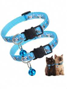 宠物猫项圈，防窒息可调节安全扣猫项圈，适合小型猫狗，10个装，随机款式 - 彩色 - 查看 3