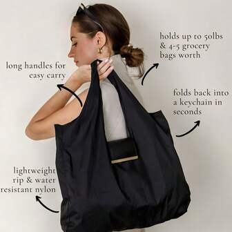 กระเป๋าช้อปปิ้งพับได้แบบสแน็ปใหม่, กระเป๋าถือขยายได้พร้อมพวงกุญแจ (สามารถใช้เป็นจี้ได้ด้วย), กระเป๋าเก็บของสำหรับเดินทาง/ธุรกิจน้ำหนักเบาพิเศษ, ขนาดกะทัดรัดและพกพาสะดวก, พกพาทุกวัน, กระเป๋าถือเรียบง่าย, เย็บเสริม, ช่องใส่พวงกุญแจ, กระเป๋าถือขนาดเล็ก, ไลฟ์สไตล์เรียบง่าย, สิ่งจำเป็นสำหรับนักเดินทางบ่อย