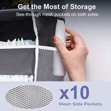 Hanging Behind Door Organizer, Organizer Box, Hanging Closet Storage Organizer, 5 Tier Hanging Behind Door Organizer With 10 Large Capacity Pockets, Anti-Tilt, Suitable For Bedroom, Bathroom, Pantry, New Year Gift, Holiday Gift-Gray + Black (2-Pack) - 灰色+黑色(2pcs) - 查看 3