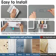 Wall-Mounted Toothbrush Holder & Toothpaste Dispenser For Bathroom - Platinum - View 5