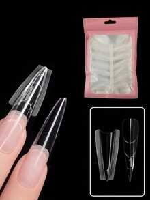 60 piezas/paquete Molde original de arte de uñas tipo sándwich, molde de extensión de uñas en forma de ataúd, apto para extensión de uñas de gel y acrílico, no necesita recubrimiento de gel, 15 tamaños, apto para extensión de uñas DIY, herramientas de salón de uñas - Multicolor - Ver 11