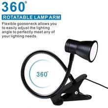 1 Piece LED Clip-On Table Lamp With Horn-Type Neck, Adjustable Neck, USB, Clip-On Lamp For Cabinet, Desk, Bedside Or Book, For Work, Reading, Crafts, Computer, Video Conferencing, Black - A - 查看 3
