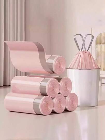 100/50/10个装扁平垃圾袋，便携式防臭厨房垃圾桶内衬，加厚塑料袋，高承重，耐用，抗撕裂，纯色一次性垃圾袋，适用于家庭、卧室、办公室、厨房、浴室、宿舍、家居装饰、家务清洁和个人护理、清洁用品