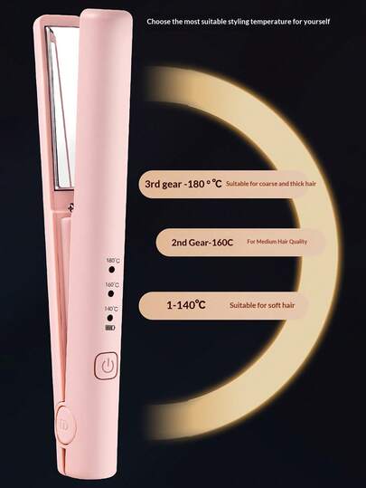 Mini USB Rechargeable Wireless Curling Iron & Straightener, Dual-Use Portable Hair Styling Tool, Wireless Hair Straightener Charger, Damage-Free USB Rechargeable Curler & Straightener