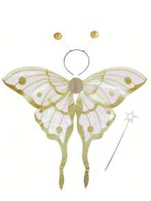 三件套，适用于嘉年华派对表演、节日装饰和派对装扮。角色扮演翅膀，适合各种节日、嘉年华和万圣节。双色长尾蝴蝶翅膀。