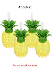 4/1pc-500ml/16.91 Oz Pineapple And Strawberry Shaped Drink Cups ,Hawaii Sippy Cup Cartoon Fruit Straw Cups Party Sippy Cup Strawberry And Pineapple Shaped Cup , Drink Cups With Straw And Strawberry Pendant Beverage Juice Mug For Party Strawberry Drinking - Multicolor - View 13