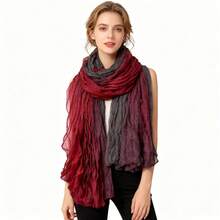 This Is A Scarf With Natural Color Transitions And Artistic Flair. The Fabric Is Light And Soft With A Natural Wrinkled Texture That Not Only Adds To The Scarf's Three-Dimensionality But Also Enhances Its Casual And Elegant Charm. Can Be Used As The Finishing Touch For Outfits, Enhancing The Style's Sophistication And Adding A Gentle And High-End Atmosphere To The Overall Look, Suitable For Various Occasions - trái cam - Xem 6