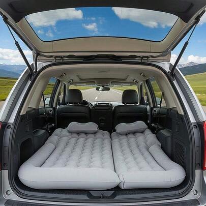 Inflatable Car Air Bed, Universal SUV Air Mattress, Car Sleeping Mattress, Car Airbed, Camping Sleeping Bed With Air Pillows, Storage Bag, 170X128X10CM