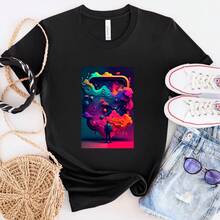 Camiseta de Juego Neon Nights - Diseño Generado por IA - Regalo Único para Gamers - Negro - Ver 2