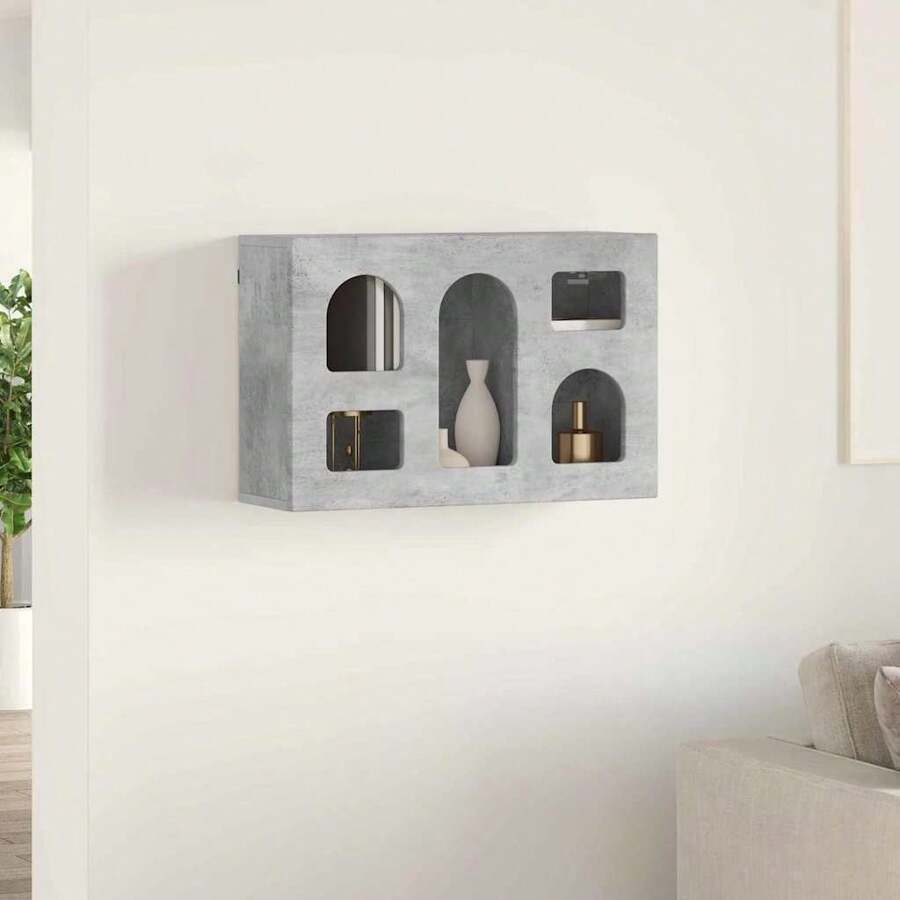 vidaXL Wandschrank, Betongrau, 60 x 20 x 40 cm, Holzwerkstoff - Grau - Übersicht 1
