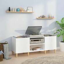 vidaXL Armadio a dischi bianco brillante 121x38x48 cm in legno metalmeccanico - Bianco - Visualizzare 1